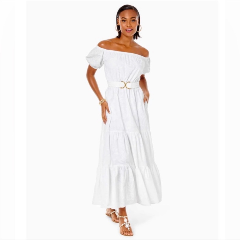 Lily Pulitzer Nessa Off-The-Shoulder Maxi Dress white